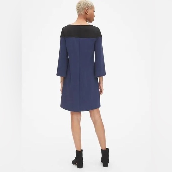 Women’s | GAP Blue Black Colorblock Ponte 3/4 Sleeve Round Neck Shift Dress | XL - Picture 2 of 10